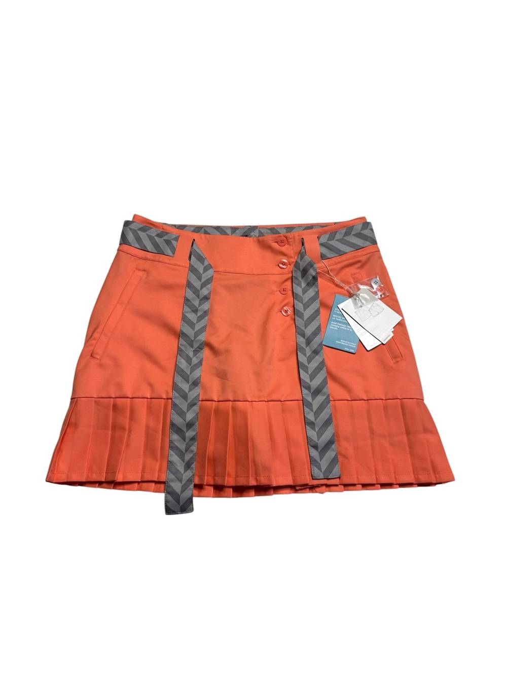 NWT Nike Golf Pleated Belted Convertible Skort Orange Gray Size 8